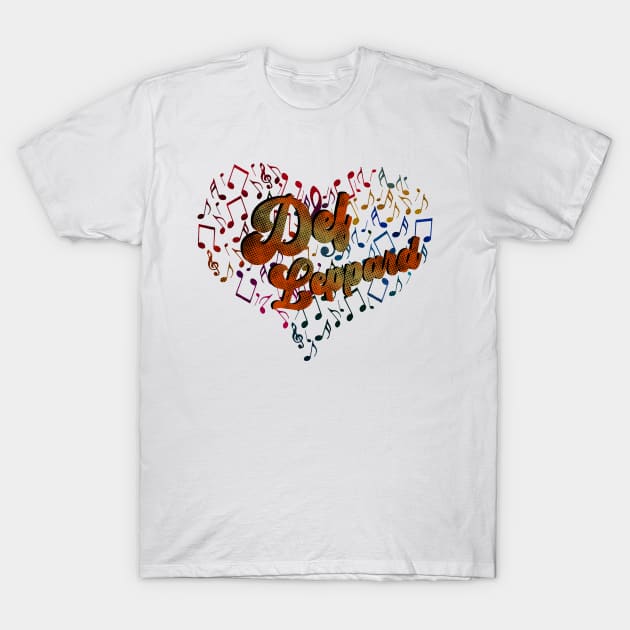 Colorful Heart Tone-Def Leppard T-Shirt by CreatenewARTees